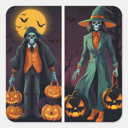 Haunting Halloween Quadratischer Aufkleber (Vorderseite)