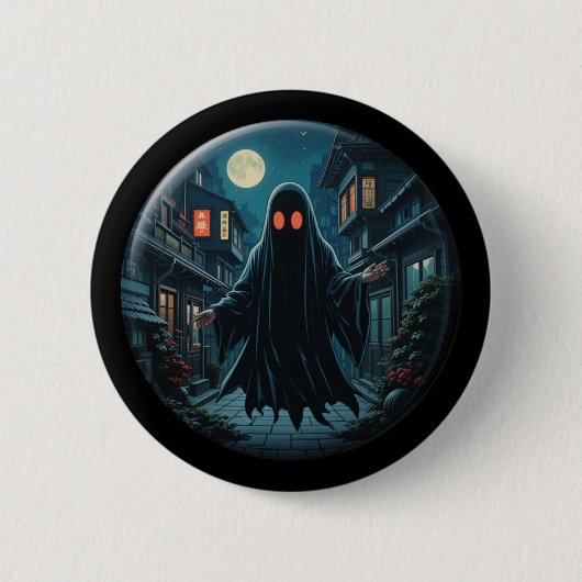 'Haunting in Shadows' - Schwarzer Geist Button (Vorderseite)