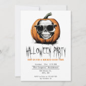 Haunting Jack O' Lantern Grinning Skull Halloween Einladung (Vorderseite)