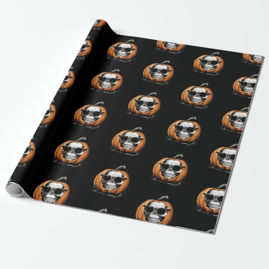 Haunting Jack O' Lantern Grinning Skull Halloween Geschenkpapier (Ungerollt)