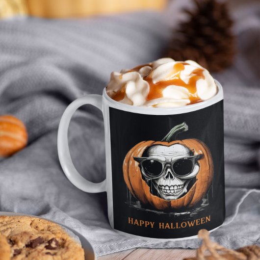 Haunting Jack O' Lantern Grinning Skull Halloween Kaffeetasse