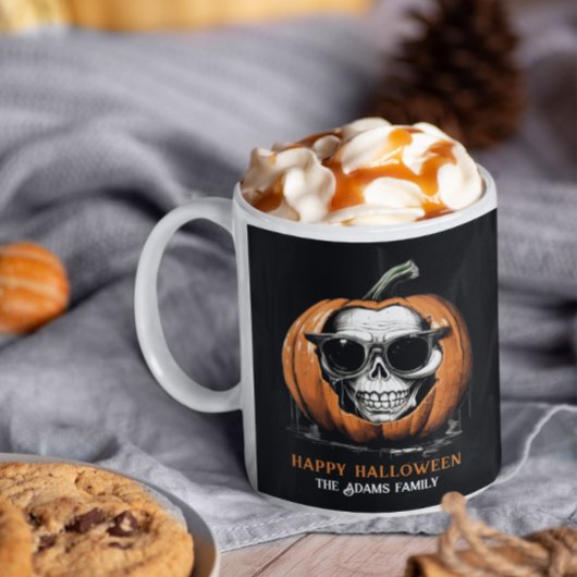 Haunting Jack O' Lantern Grinning Skull Halloween Kaffeetasse