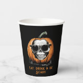 Haunting Jack O' Lantern Grinning Skull Halloween Pappbecher (Vorderseite)