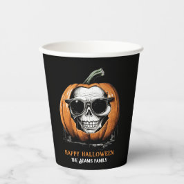 Haunting Jack O' Lantern Grinning Skull Halloween Pappbecher