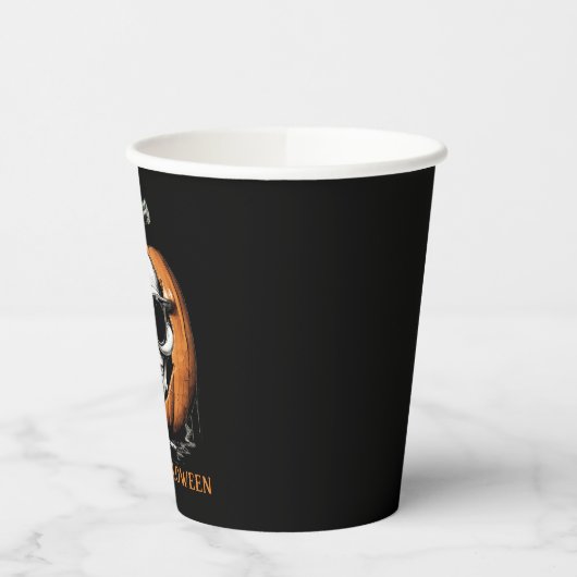 Haunting Jack O' Lantern Grinning Skull Halloween Pappbecher (Links)