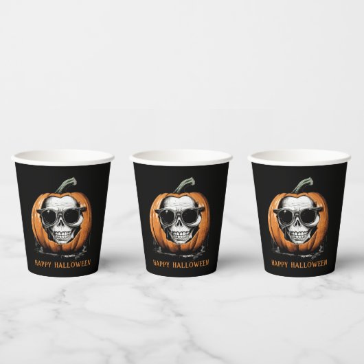 Haunting Jack O' Lantern Grinning Skull Halloween Pappbecher (Multi)