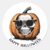 Haunting Jack O' Lantern Grinning Skull Halloween Runder Aufkleber (Vorderseite)