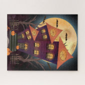 Haunting Lila Moon Spooky House Halloween Puzzle (Horizontal)