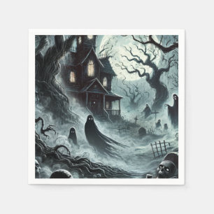 Haunting Night Beängstigend Spuk House Halloween-P Serviette