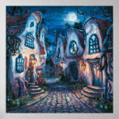 Haunting Village - Creepy Town Illustration Style Poster (Vorne)