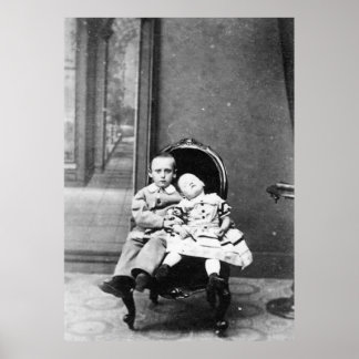 Haunting Vintage Sibling Portrait  Poster