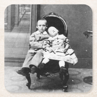 Haunting Vintage Sibling Portrait Rechteckiger Pappuntersetzer