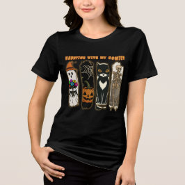 Haunting With My Homies Funny Halloween Characters Tri-Blend Shirt