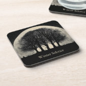 Hauntingly Beautiful Silhouette of Bare Trees Getränkeuntersetzer (Linke Seite)