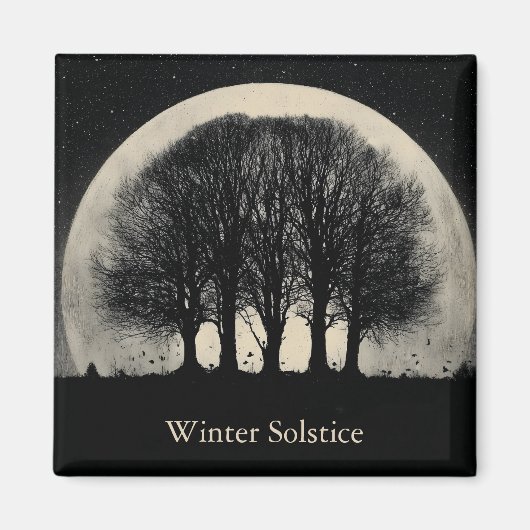 Hauntingly Beautiful Silhouette of Bare Trees Magnet (Vorne)