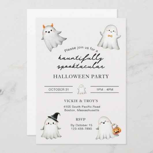 Hauntivoll Spooktacular Halloween-Party Einladung (Vorne/Hinten)