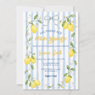 Haupt-Limonen-Hochzeitsdusche Blaue Streifen Einladung