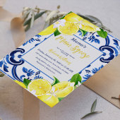 Haupt Sqeeze Blue Tile Lemon Citrus Baby Dusche Einladung