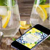 Haupt Sqeeze Blue Tile Lemon Citrus Baby Dusche Einladung