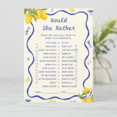 Haupt-Squeeze-Brautparty Würde sie lieber spielen Einladung (Stehend Vorderseite)