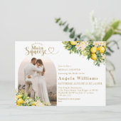 Haupt-Squeeze Citrus Boho Brautparty Foto Einladung (Stehend Vorderseite)