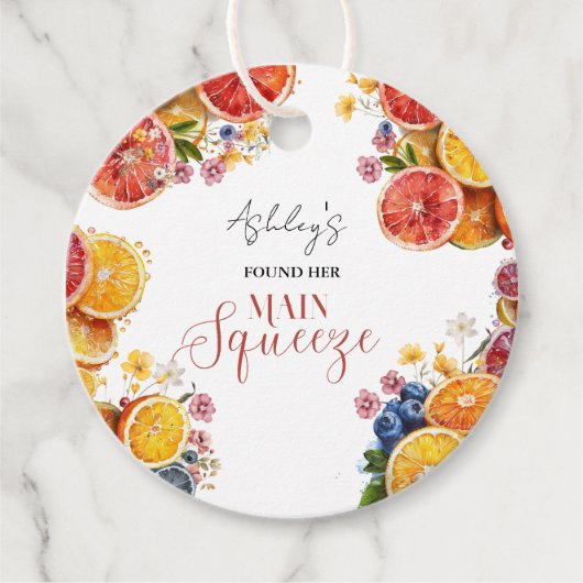 Haupt-Squeeze-Citrus-Brautparty Geschenkanhänger (Vorderseite)