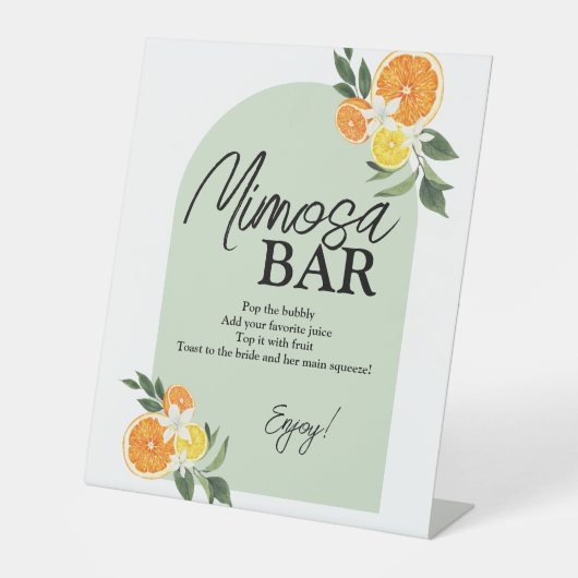 Haupt-Squeeze Citrus Brautparty Mimosa Bar Sockelschild (Vorderseite)