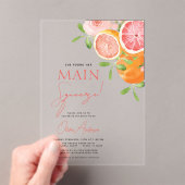 Haupt-Squeeze Citrus Brautparty Orange Acryleinladungen (Insitu (Handheld))