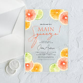 Haupt-Squeeze Citrus Brautparty Orange Acryleinladungen