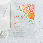 Haupt-Squeeze Citrus Brautparty Orange Acryleinladungen