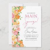 Haupt-Squeeze Citrus Brautparty Orange Einladung (Vorderseite)