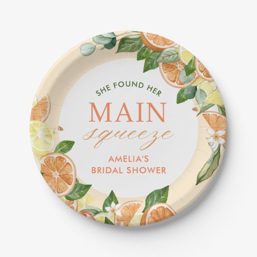 Haupt-Squeeze-Citrus-Brautparty Pappteller (Vorderseite)