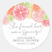 Haupt-Squeeze-Citrus-Brautparty Runder Aufkleber (Vorderseite)