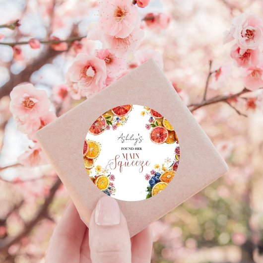 Haupt-Squeeze-Citrus-Brautparty Runder Aufkleber