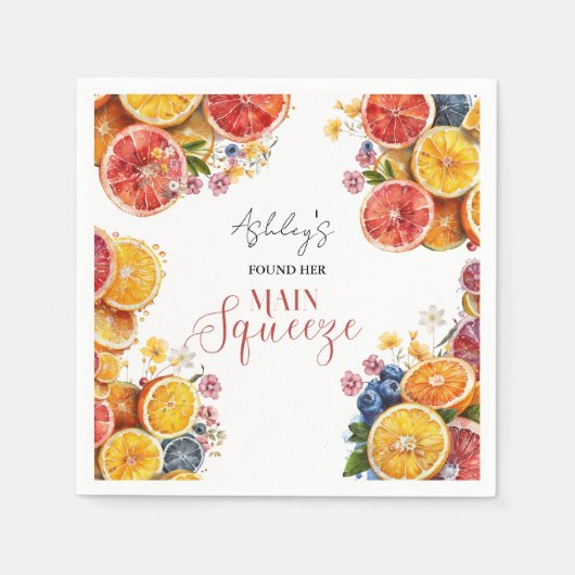 Haupt-Squeeze-Citrus-Brautparty Serviette (Vorderseite)