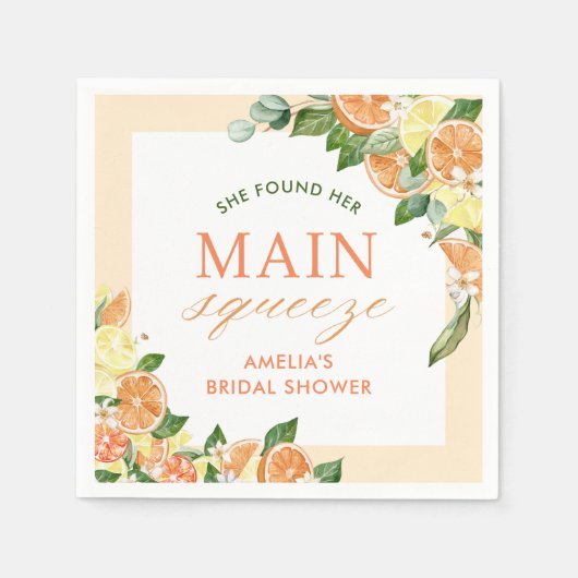 Haupt-Squeeze-Citrus-Brautparty Serviette (Vorderseite)