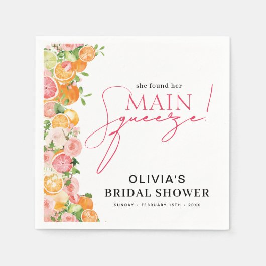 Haupt-Squeeze-Citrus-Brautparty Serviette (Vorderseite)