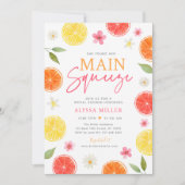 Haupt-Squeeze Citrus Floral Brautparty Einladung (Vorderseite)