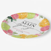 Haupt-Squeeze Citrus Floral Brautparty Pappteller (Schrägansicht)