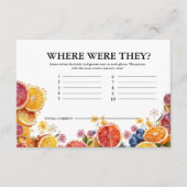 Haupt Squeeze Citrus wo sie waren Bridal Game Begleitkarte (Vorderseite)