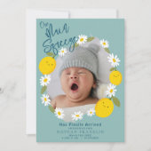 Haupt-Squeeze Lemon Baby Foto Geburtserklärung Einladung (Vorderseite)