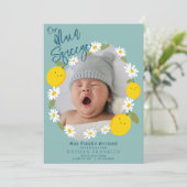 Haupt-Squeeze Lemon Baby Foto Geburtserklärung Einladung (Stehend Vorderseite)