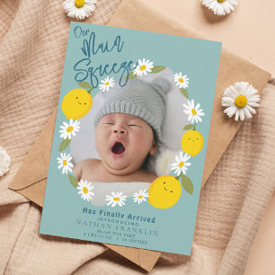 Haupt-Squeeze Lemon Baby Foto Geburtserklärung Einladung