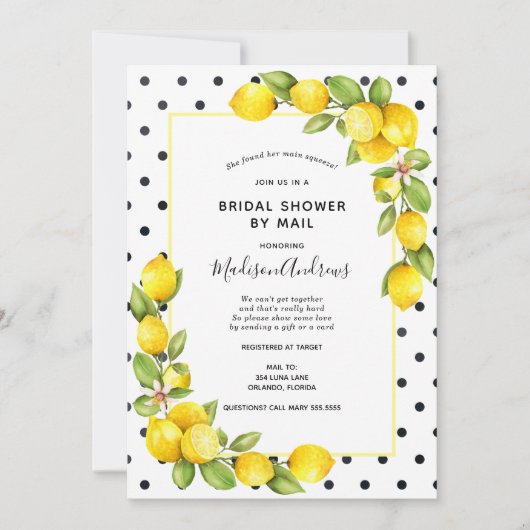 Haupt-Squeeze-Lemon-Brautparty per Mail Einladung (Vorderseite)