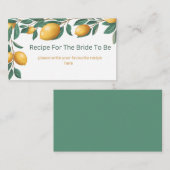 Haupt-Squeeze Lemon Brautparty Rezept Begleitkarte (Vorne/Hinten)