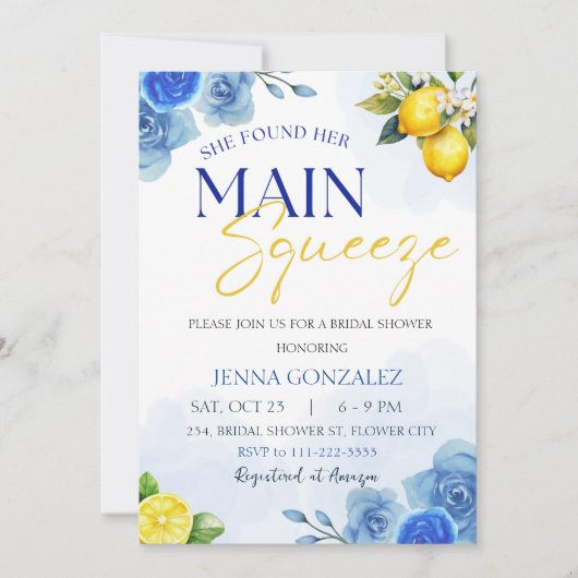 Haupt-Squeeze Lemon Citrus Brautparty Einladung (Vorderseite)