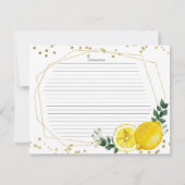 Haupt-Squeeze-Lemon-Rezept-Karte Einladung (Rückseite)