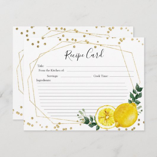 Haupt-Squeeze-Lemon-Rezept-Karte Einladung (Vorne/Hinten)