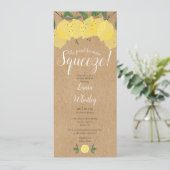 Haupt Squeeze Lemon Rustic Fun Brautparty Einladung (Stehend Vorderseite)