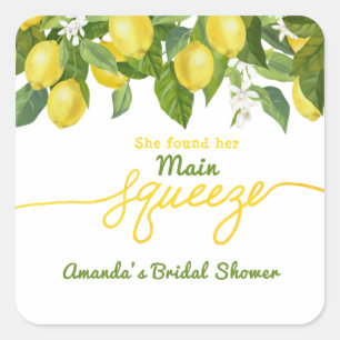 Haupt Squeeze Lemon Theme Wedding Brautparty Quadratischer Aufkleber